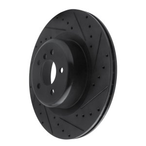 BMW X6 Brake Rotor (1) - Rear Right - R1 Concepts - Drilled & Slotted - Black - `10-`14